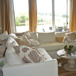 COPY - Pottery Barn Cameron pole top drapes 50 x 108 Flax. EUC